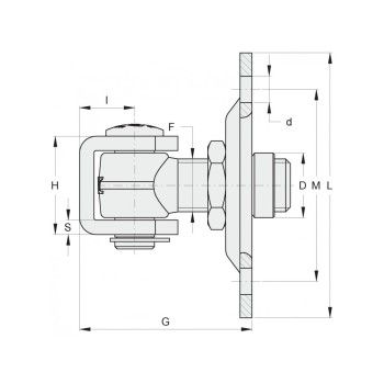 Gond M18 réglable avec étrier pour portail pivotant - platine de fixation 90mm x 90mm - Acier galvanisé