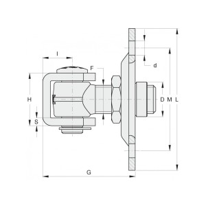 Gond M18 réglable avec étrier pour portail pivotant - platine de fixation 90mm x 90mm - Acier galvanisé