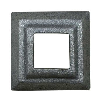 Cache scellement de 50x50mm - trou carré de 20,5mm pour tube de 20x20mm - acier brut