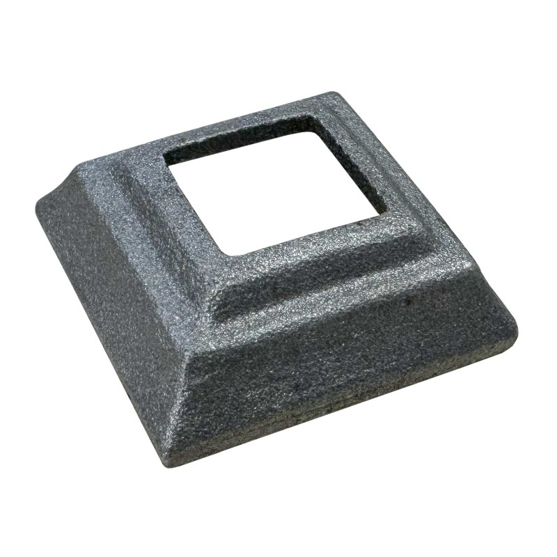 Cache scellement de 50x50mm - trou carré de 20,5mm pour tube de 20x20mm - acier brut