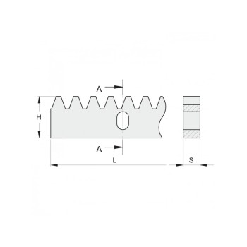 Crémaillère INOX de 30mm x 12mm pour portail coulissant, longueur 1m, 3 fixations