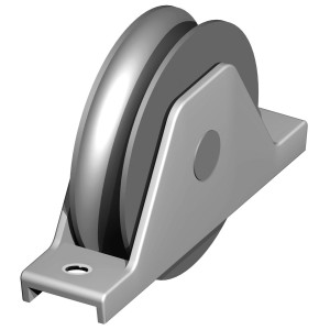 Galet (roue) pour portail Ø120mm - gorge ½ ronde (demi ronde) Ø20mm - support à souder percé - 2 roulements à billes