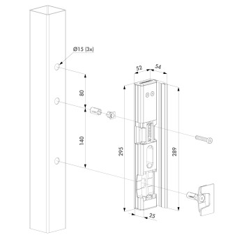 Modulec-SH-E-7016 Gâche électrique sécurisé en applique (à emission) - gris antracite 7016