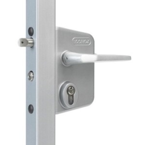 Serrure type industriel de haute qualité pour profils carrés de 40 à 60 mm avec 3006M - Paire de poignées en aluminium - cou