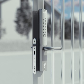 Vue de face du clavier électronique VERA IP66 avec boîtier aluminium argent