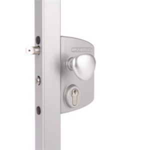 Serrure électrique à émission pour profil 30mm profiles en RAL 9010 avec 3006R - Poignée ronde en aluminium & cylindre : VSZ