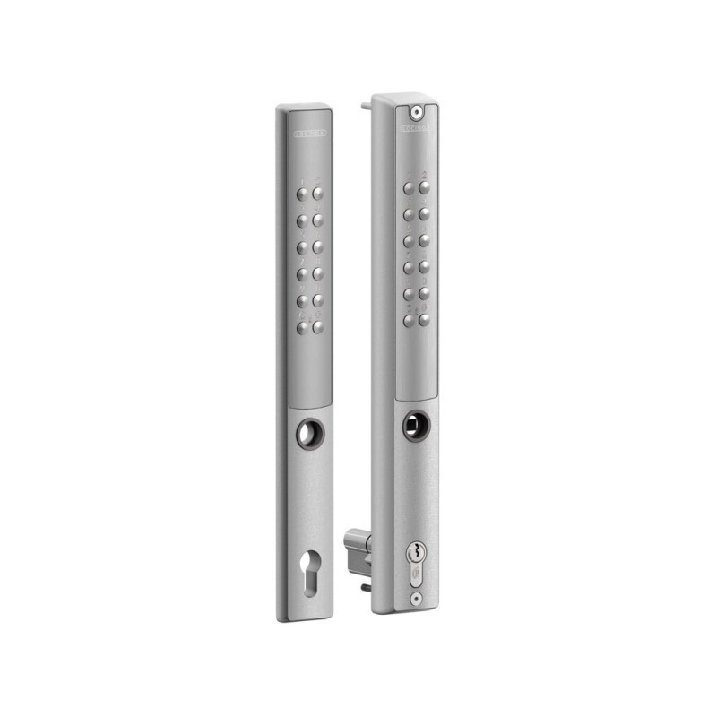 Clavier électronique VERA argent double clavier sur batterie pour serrures encastrées 50 mm Clavier électronique VERA argent double clavier sur batterie pour serrures encastrées 50 mm