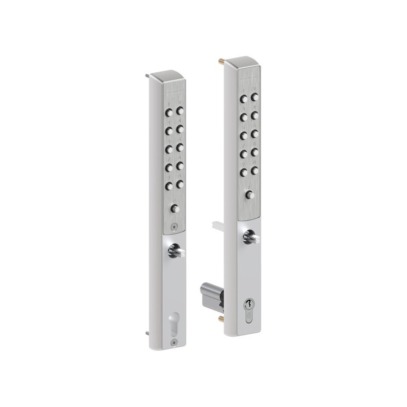 Serrure à code mécanique argent VITA-40-VSZ-2-SILV pour profils 40mm vue de face