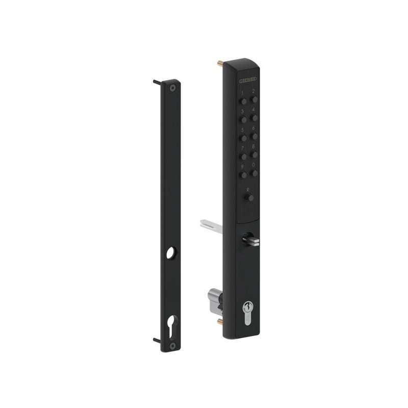 Serrure à code mécanique VSZ simple clavier noir RAL 9005 pour profil 50 mm, boîtier aluminium anti-vandale Serrure à code mécanique VSZ simple clavier noir RAL 9005 pour profil 50 mm, boîtier aluminium anti-vandale