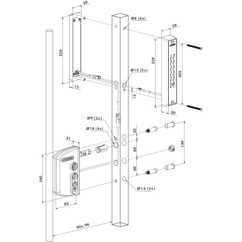Serrure VOLTA avec poignée aluminium 3006D et clavier rétroéclairé – détail antivandale et module batterie séparé