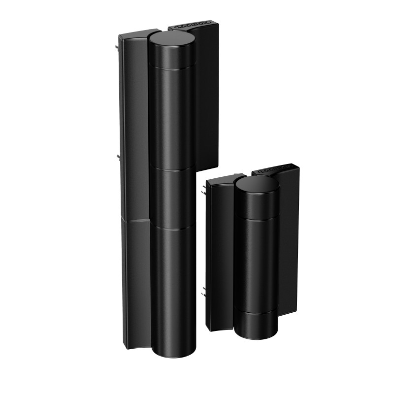 Charnière avec ferme-portail hydraulique 180° pour portails lourds  - noire - génération 2