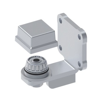 Charnière inférieure réglable avec roulement pour section carrée 50mm et platine à 4 trous à visser