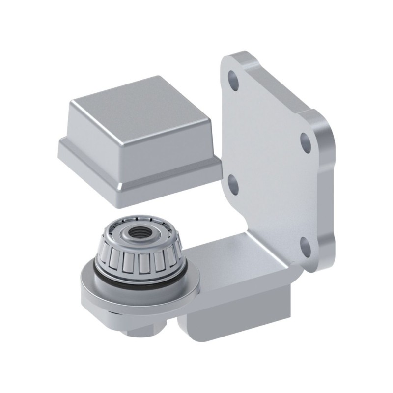 Charnière inférieure réglable avec roulement pour section carrée 50mm et platine à 4 trous à visser