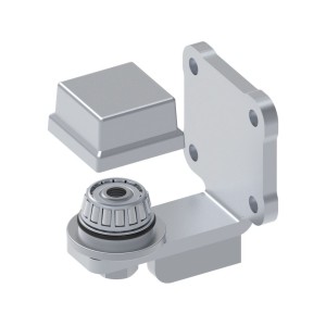 Charnière inférieure réglable avec roulement pour section carrée 50mm et platine à 4 trous à visser