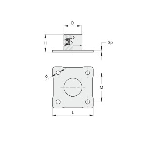 Pivot inférieur à souder, fixation par platine 90X90,roulement +bille Ø 40 mm