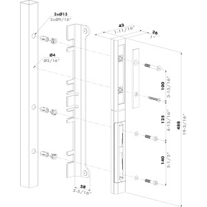 Gâche Locinox SFKO-V-5060 avec butée aluminium réglable pour profil portail 40 50 60 mm