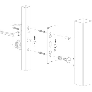 Plaque anti-vandalisme en aluminium thermolaqué pour serrure Locinox SH et Modulec-SH