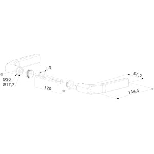 Paire de poignées en aluminium renforcé pour serrures à encastrer - 3006J-H