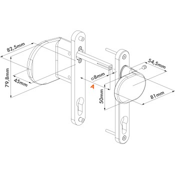 Paire de poignées arrondies en aluminium anodisé avec un coté fixe et l'autre manoeuvrable - RAL 9005