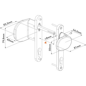 Paire de poignées arrondies en aluminium anodisé avec un coté fixe et l'autre manoeuvrable - RAL 9005