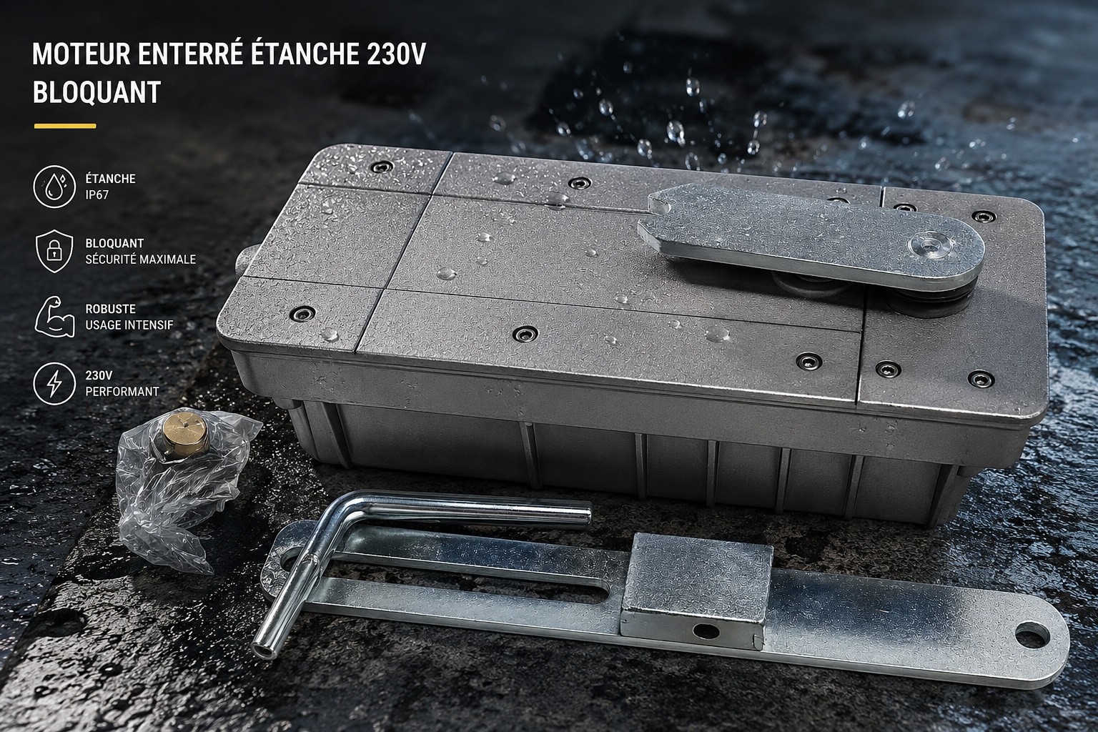 Moteur enterré étanche 230V bloquant BA502B pour portail battant